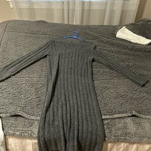 Grey midi length sweater dress